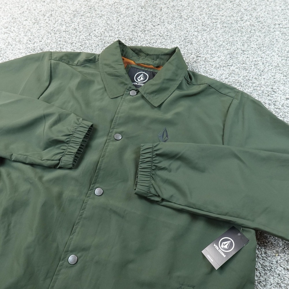 NEW Volcom Jacket Mens L Green Kentwood Jacket 2 Snap Windbreaker Coat Casual